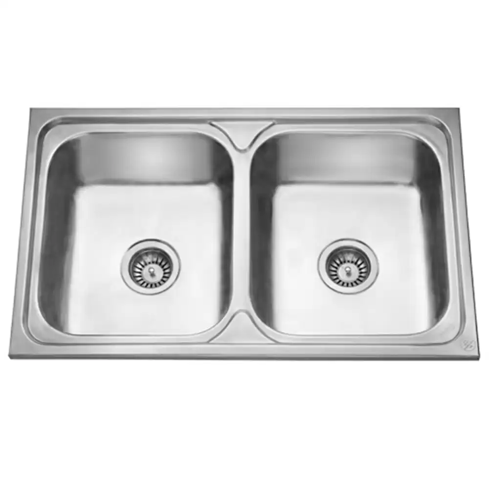 Jayna Apollo DBF 03 (DX) Pressed Stainless Steel Double Bowl Kitchen Sink with Waste Coupling - Glossy (16 x 14 x 9) inches