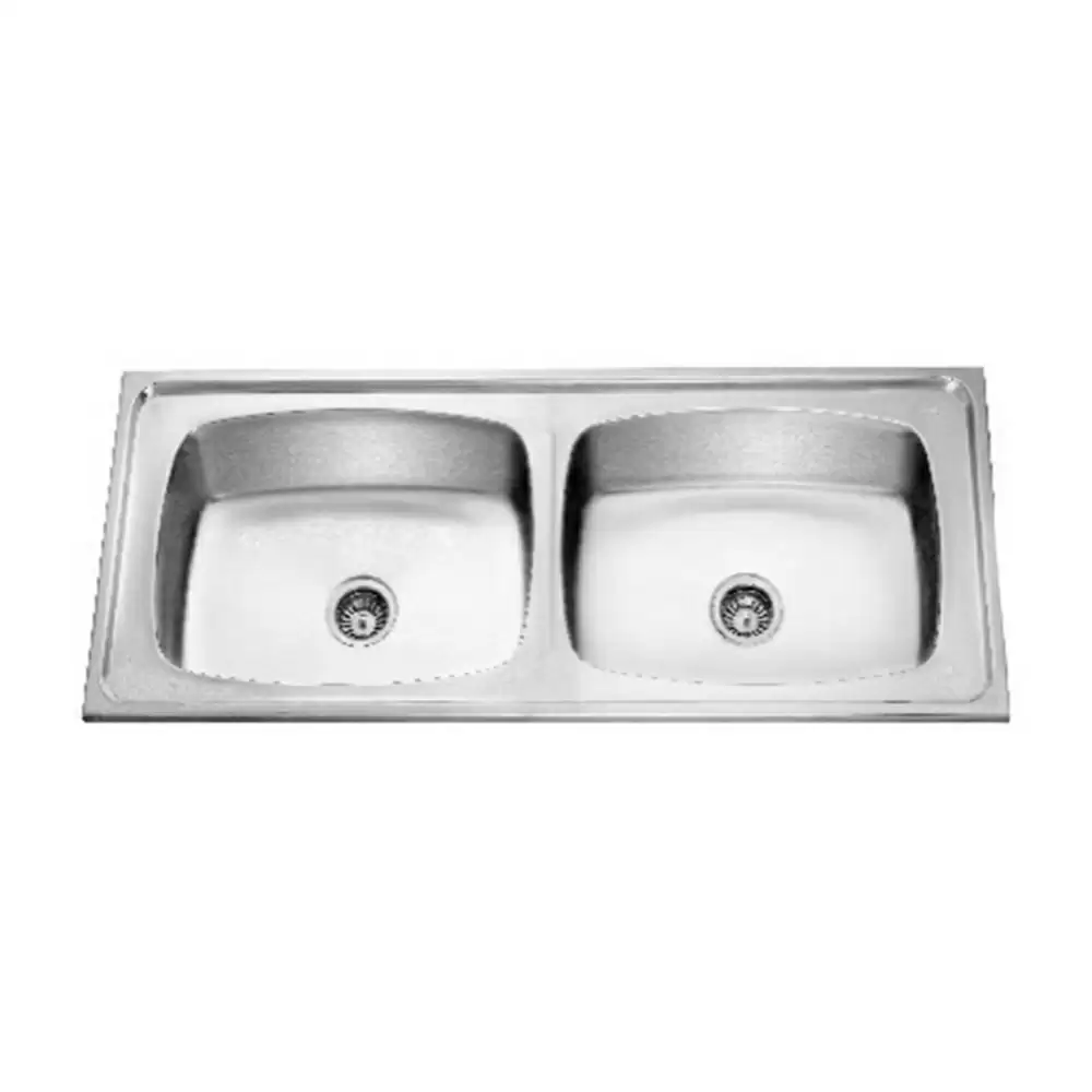 Jayna Apollo Pressed Stainless Steel Double Bowl Kitchen Sink with Waste Coupling - Matt (22 x 16 x 8) inches 