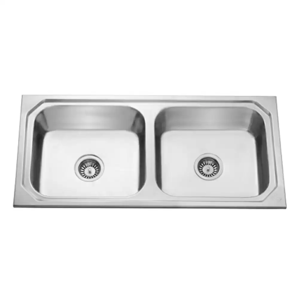 Jayna Apollo DBF 01 (DX) Pressed Stainless Steel Double Bowl Kitchen Sink with Waste Coupling - Glossy (17 x 15 x 9) inches