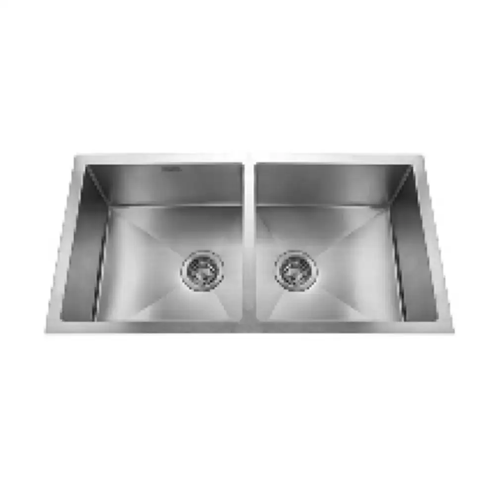 Jayna Regal Series Pressed Stainless Steel Double Bowl Kitchen Sink with Waste Coupling - Satin (1070 L x 460 W x 225 D) mm 