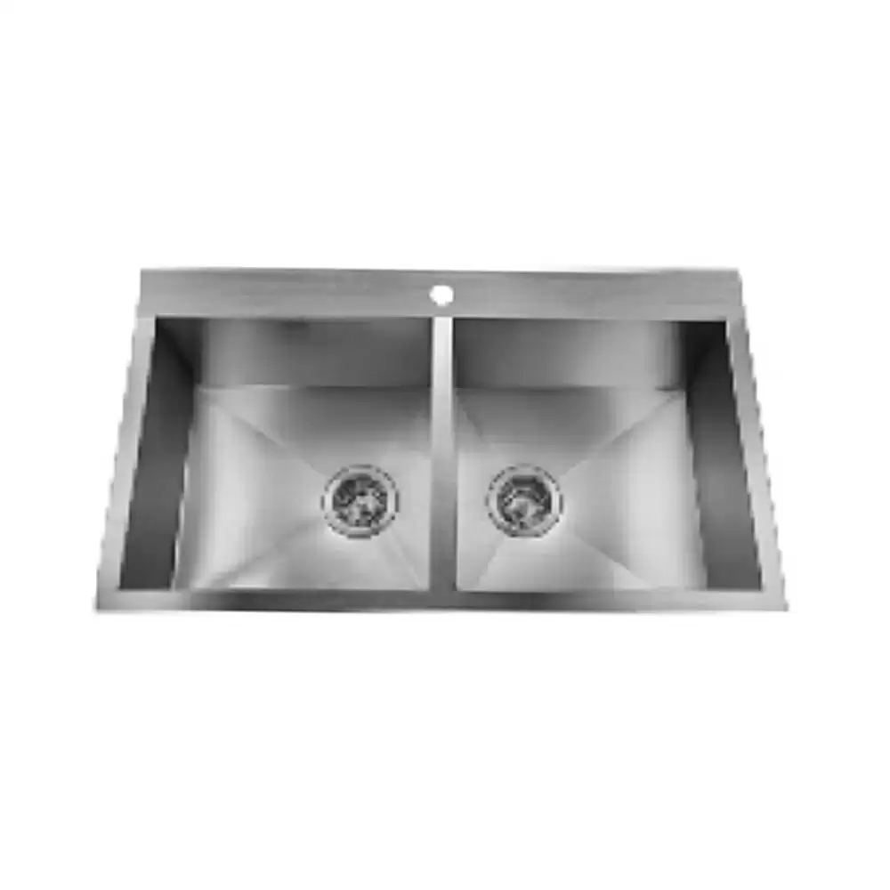 Jayna Regal Series Pressed Stainless Steel Double Bowl Kitchen Sink with Waste Coupling - Satin (1145 L x 510 W x 225 D) mm 