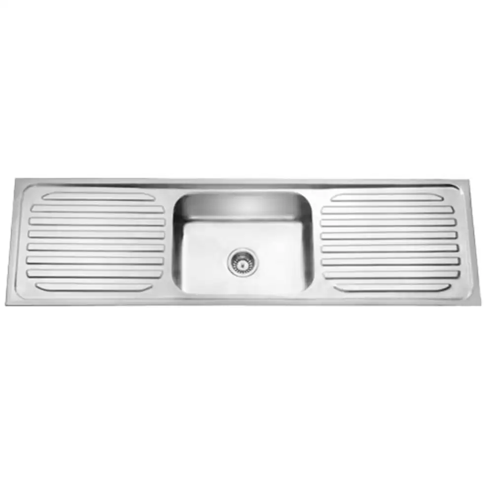 Jayna Mars Pressed Stainless Steel Single Bowl Kitchen Sink with Waste Coupling & Drainboard - Glossy (20 x 16 x 8) inches 