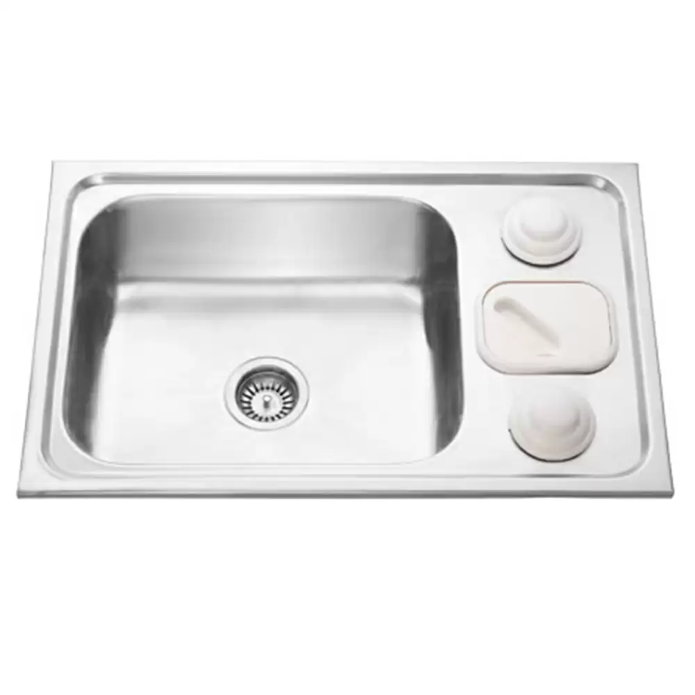 Jayna Zodiac Pressed Stainless Steel Single Bowl Kitchen Sink with Waste Coupling - Matt (20 x 16 x 8) inches - S8GB01