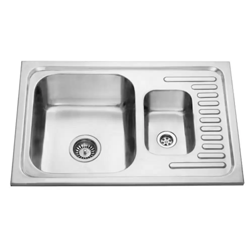 Jayna Jubilee Double Pressed Stainless Steel Double Bowl Kitchen Sink with Waste Coupling - Glossy (16 x 14 x 8) inches - SBMB 06