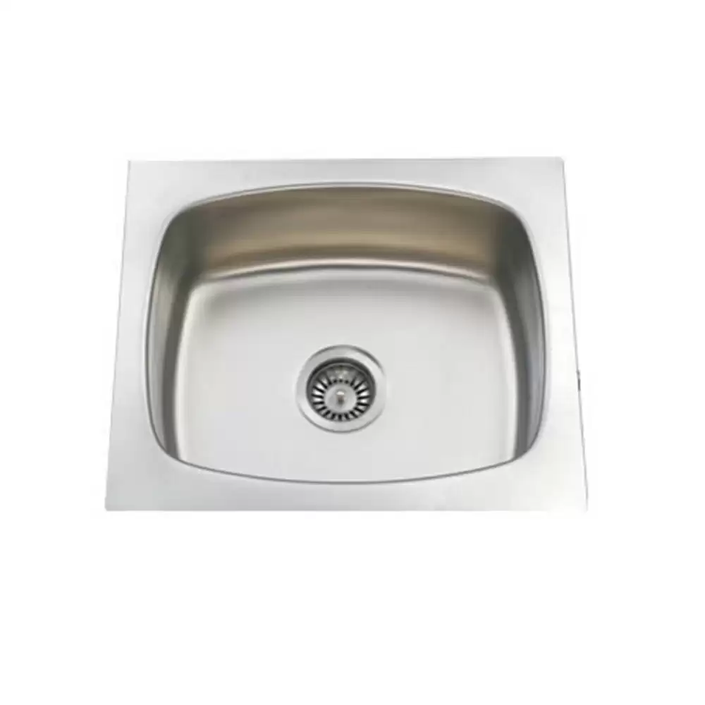 Jayna Crown 1.5 mm Pressed Stainless Steel Single Bowl Kitchen Sink with Waste Coupling - Glossy (24 x 18 x 8) inches 