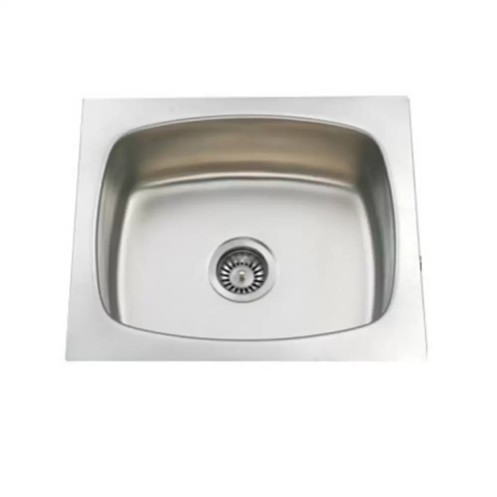 Jayna Crown 1.5 mm Pressed Stainless Steel Single Bowl Kitchen Sink with Waste Coupling - Glossy (24 x 18 x 10) inches 