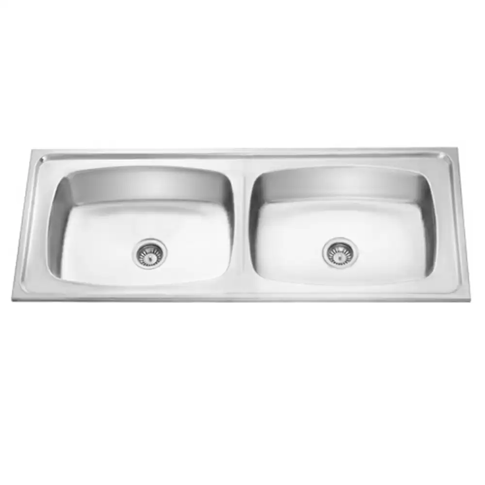 Jayna Apollo Pressed Stainless Steel Double Bowl Kitchen Sink with Waste Coupling - Matt (24 x 18 x 10) inches 