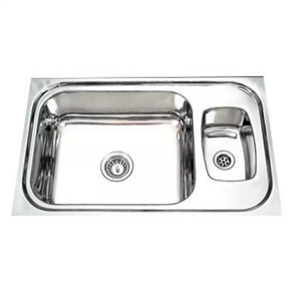 Jayna Jubilee Single Pressed Stainless Steel Double Bowl Kitchen Sink with Waste Coupling - Matt (20 x 16 x 8) inches 