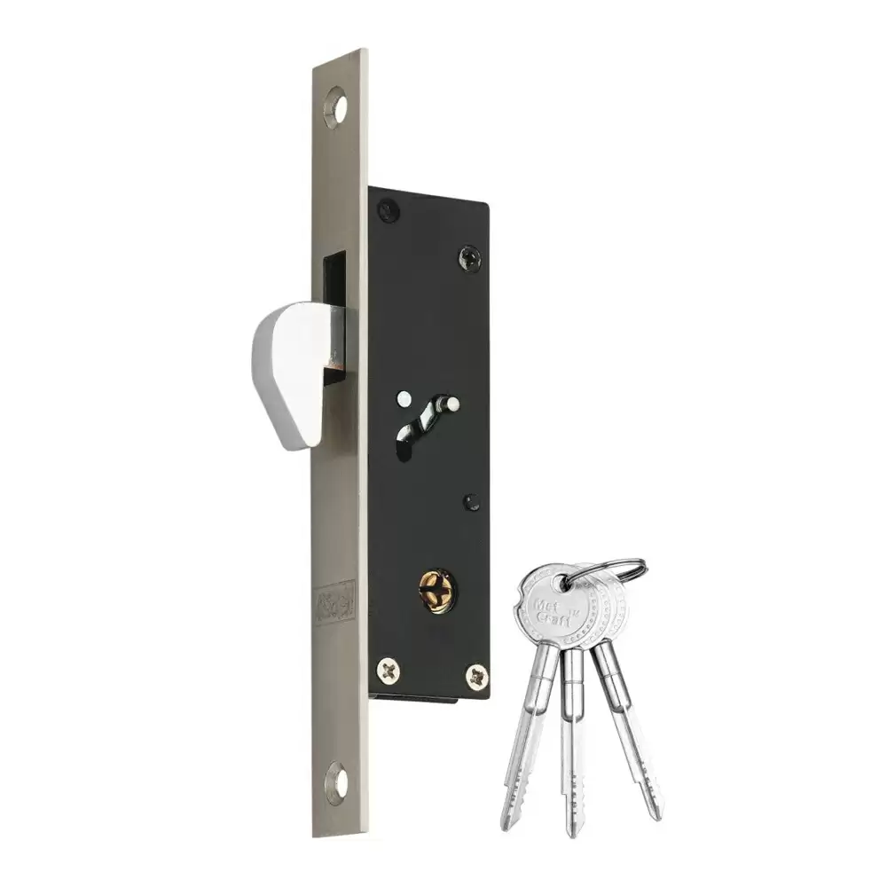 Met Craft Steel Hook Lock For Sliding Aluminium and Wooden Doors With 3 Star Keys - (Matte Grey and White)