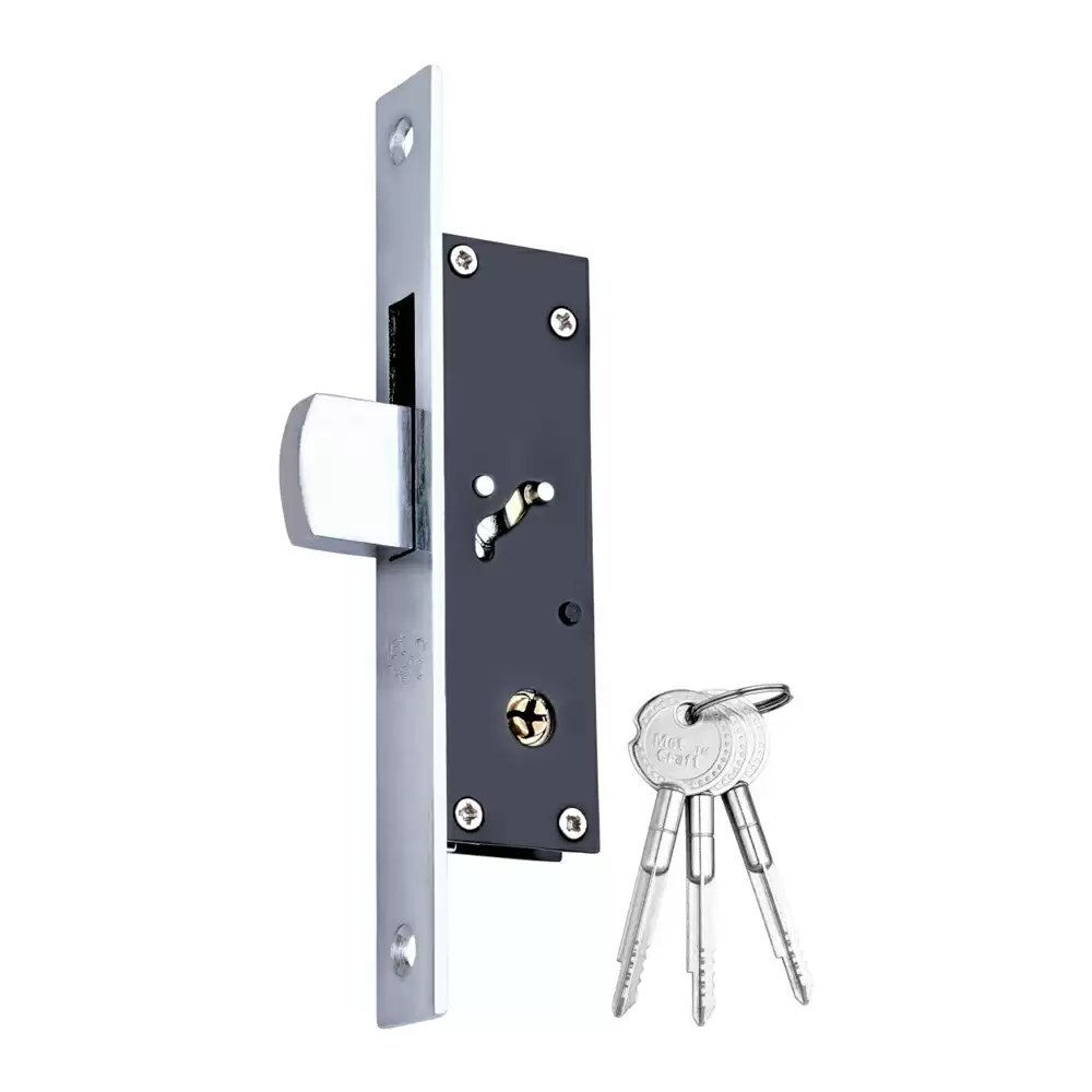 Met Craft Steel Dead Lock For Sliding Aluminium and Wooden Doors With 3 Star Keys (Grey and White)