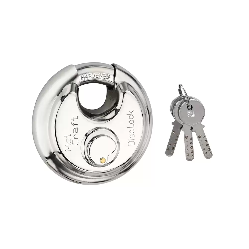 Met Craft Stainless Steel Shutter Disc Lock 3 Dimple Keys, Size-70 mm (Silver)