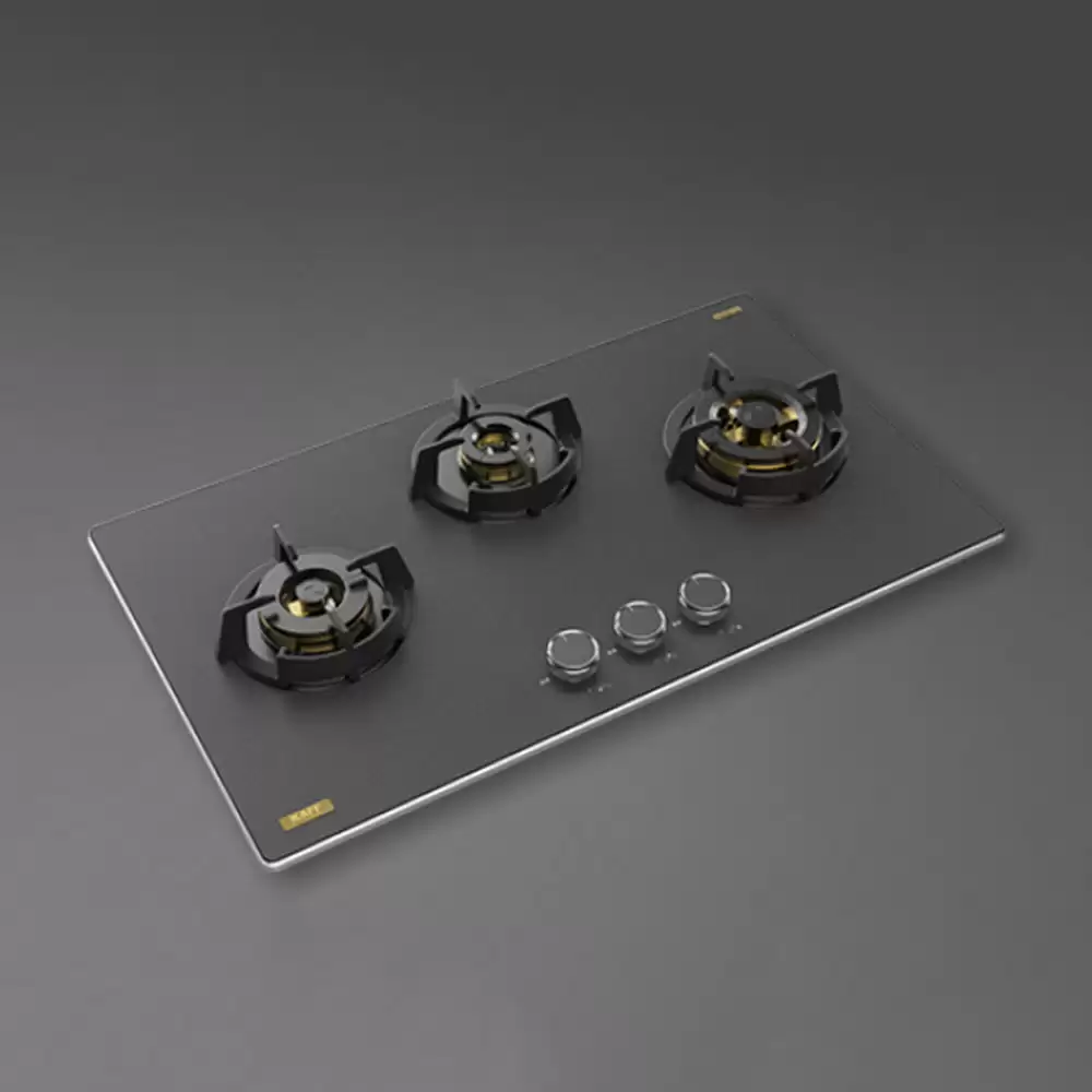 Kaff MSM 783 Full Brass High Efficiency Burners With FFD With Decorative SS Moulded Strip Built-in Hob- (3 Burner)