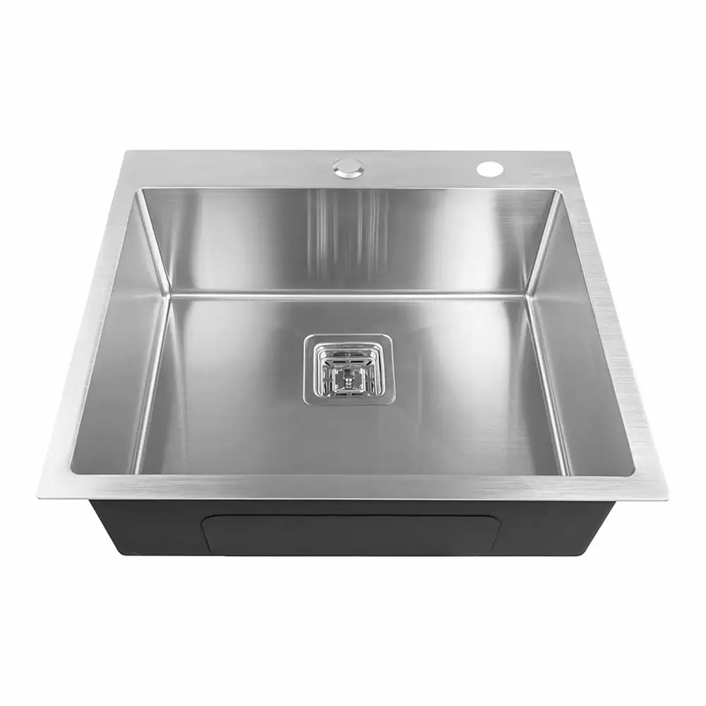 Crocodile HM-2418TH Stainless Steel Single Bowl Handmade Kitchen Sink, Satin Finish - (24 x 18 x 10) inches