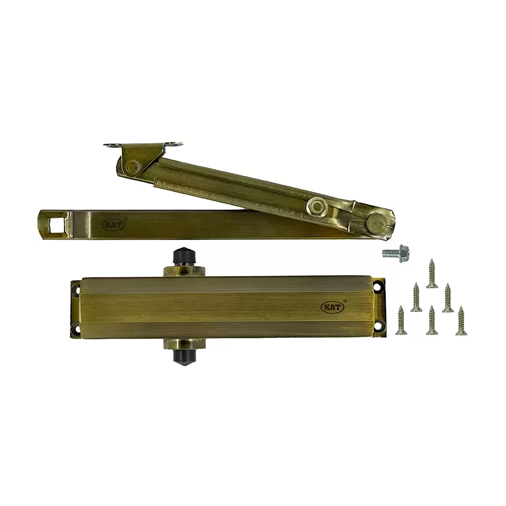 KAT KDC - 100 Regular Scissor Arm Overhead Door Closer For 1100 mm Door Width - 85 Kg (Antique Brass Finish)