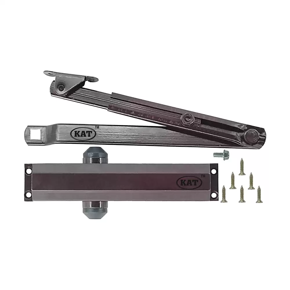 KAT KDC - 100 Regular Scissor Arm Overhead Door Closer For 1100 mm Door Width - 85 Kg (Chocolate Finish)