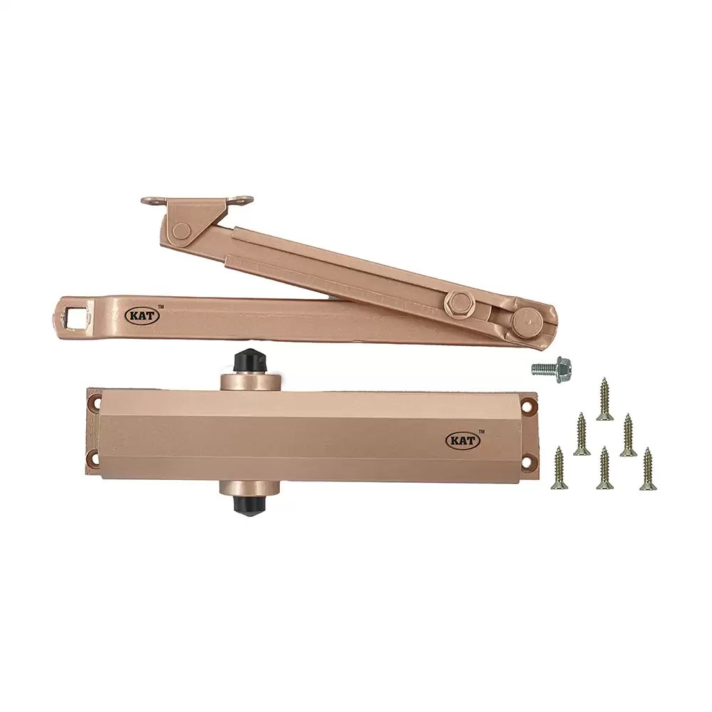 KAT KDC - 100 Regular Scissor Arm Overhead Door Closer For 1100 mm Door Width - 85 Kg (Rose Gold Finish)