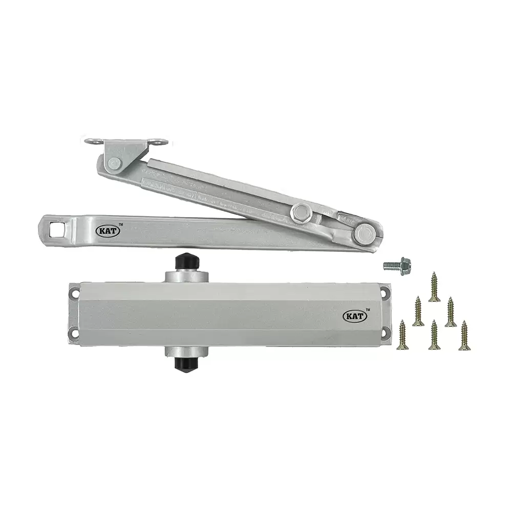 KAT KDC - 100 Regular Scissor Arm Overhead Door Closer For 1100 mm Door Width - 85 Kg (Silver Finish)