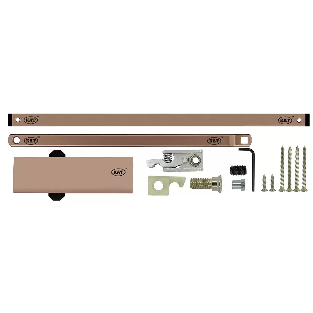 KAT KDC - 200 Universal Hold Open Pelmet Arm Concealed Door Closer For 1250 mm Door Width - 100 Kg (Rose Gold Finish)