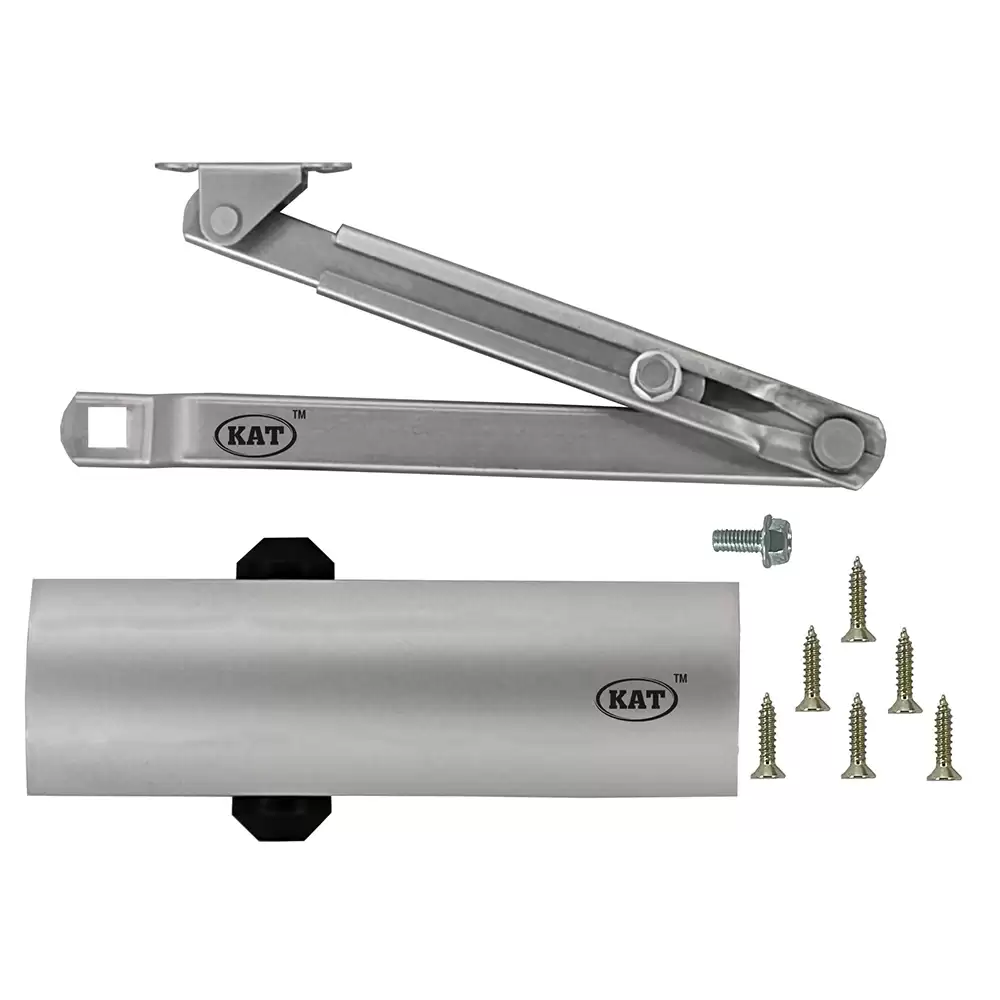 KAT KDC - 200 Universal Scissor Arm Overhead Door Closer For 1250 mm Door Width - 100 Kg (Silver Finish)