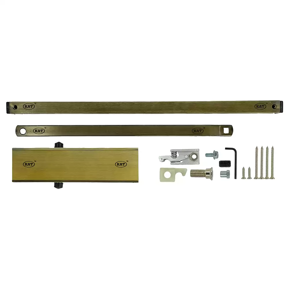 KAT KDC - 300 - 90 Palmet Hold Open Pelmet Arm Concealed Door Closer For 1400 mm Door Width - 120 Kg (Antique Brass Finish)