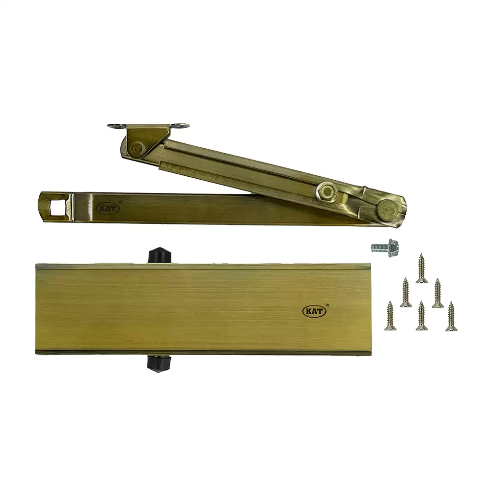 KAT KDC - 300 Palmet Regular Pelmet Arm Overhead Door Closer For 1400 mm Door Width - 120 Kg (Antique Brass Finish)