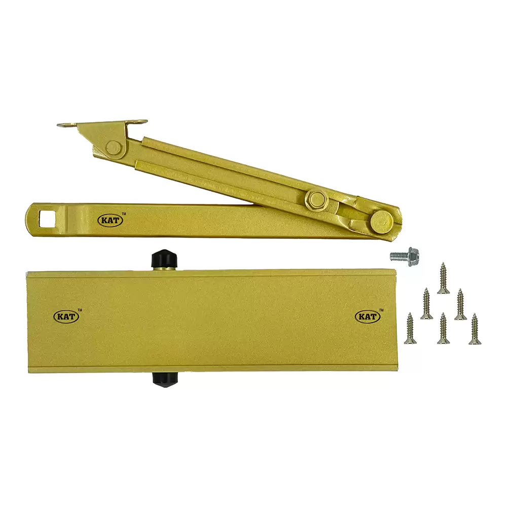 KAT KDC - 300 Palmet Regular Pelmet Arm Overhead Door Closer For 1400 mm Door Width - 120 Kg (Gold Finish)