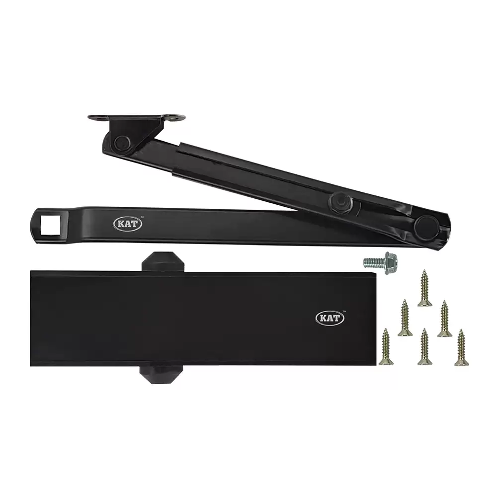 KAT KDC - 300 Palmet Regular Pelmet Arm Overhead Door Closer For 1400 mm Door Width - 120 Kg (Matt Black Finish)