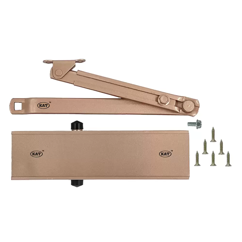 KAT KDC - 300 Palmet Regular Pelmet Arm Overhead Door Closer For 1400 mm Door Width - 120 Kg (Rose Gold Finish)