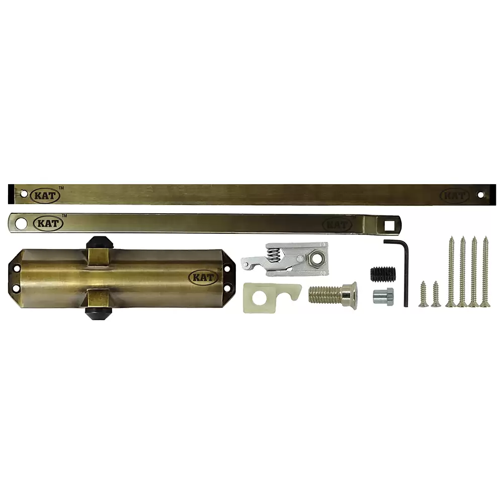 KAT KDC - 600 - Zop Hold Open Pelmet Arm Concealed Door Closer For 1400 mm Door Width - 120 Kg (Antique Brass Finish)