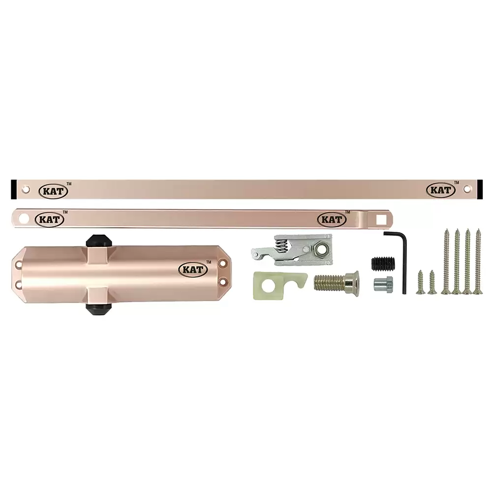 KAT KDC - 600 - Zop Hold Open Pelmet Arm Concealed Door Closer For 1400 mm Door Width - 120 Kg (Rose Gold Finish)