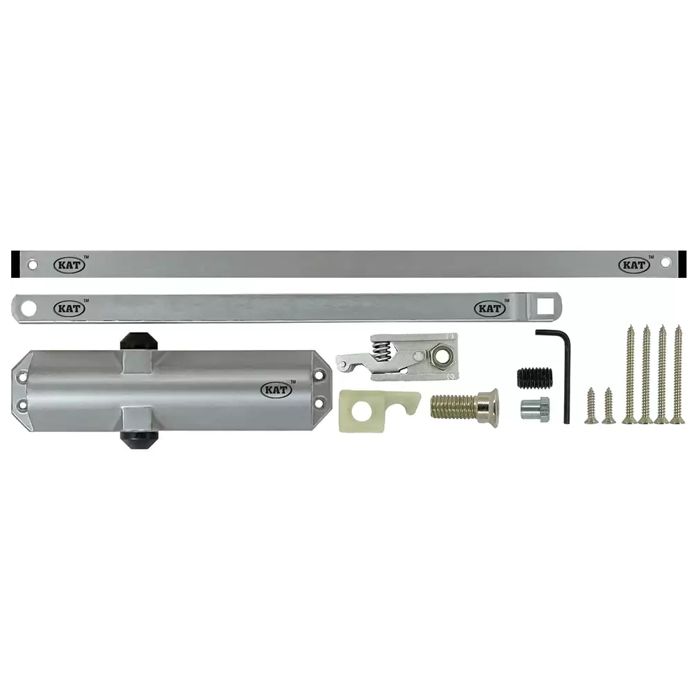 KAT KDC - 600 - Zop Hold Open Pelmet Arm Concealed Door Closer For 1400 mm Door Width - 120 Kg (Silver Finish)