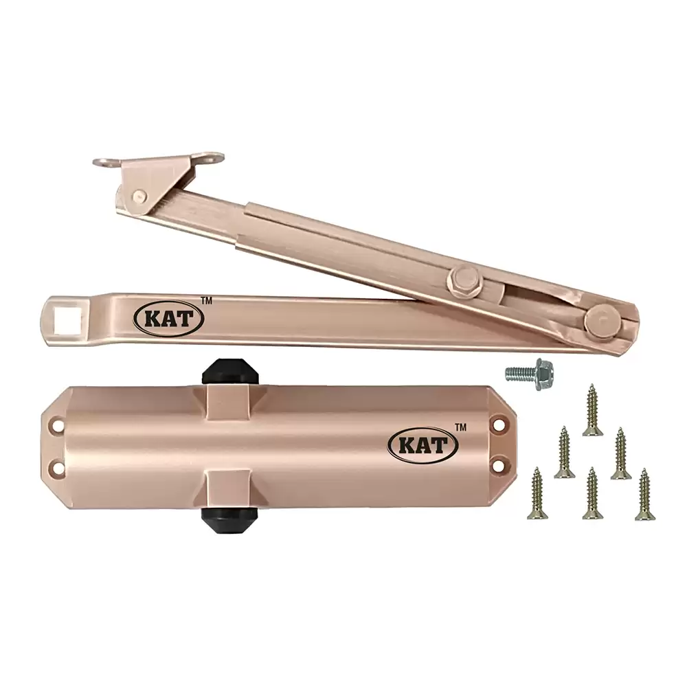 KAT KDC - 600 - Zop Heavy Duty Scissor Arm Overhead Door Closer 1400 mm Door Width -  120 Kg (Rose Gold Finish)