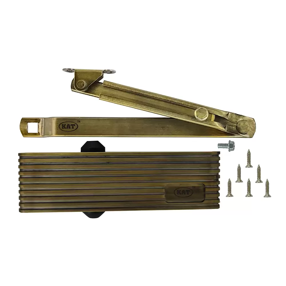 KAT KDC - 700 - Palmet Lineatd Overhead Door Closer For 1250 mm Door Width - 100 Kg (Antique Brass Finish)