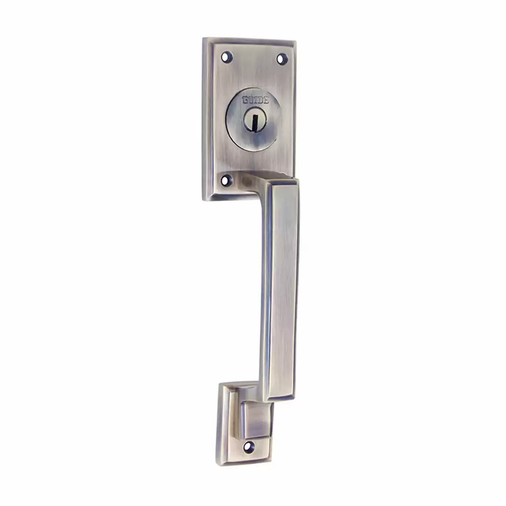 Guide Locks Sheridan GL 3014 Pull Door Handle - 175mm Plate Size (Brush Brass)