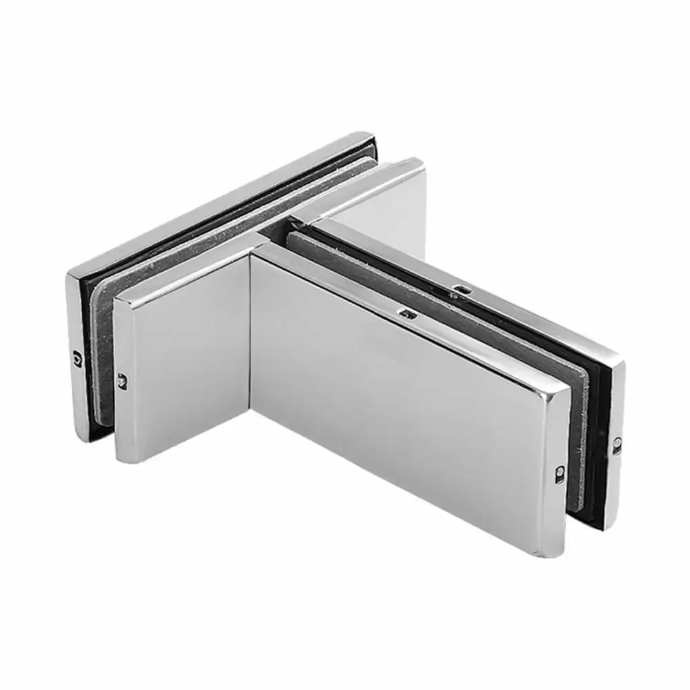 Taiton TPF-630 F Double Glass Connector with Fin Fitting Inside - Satin Stainless Steel