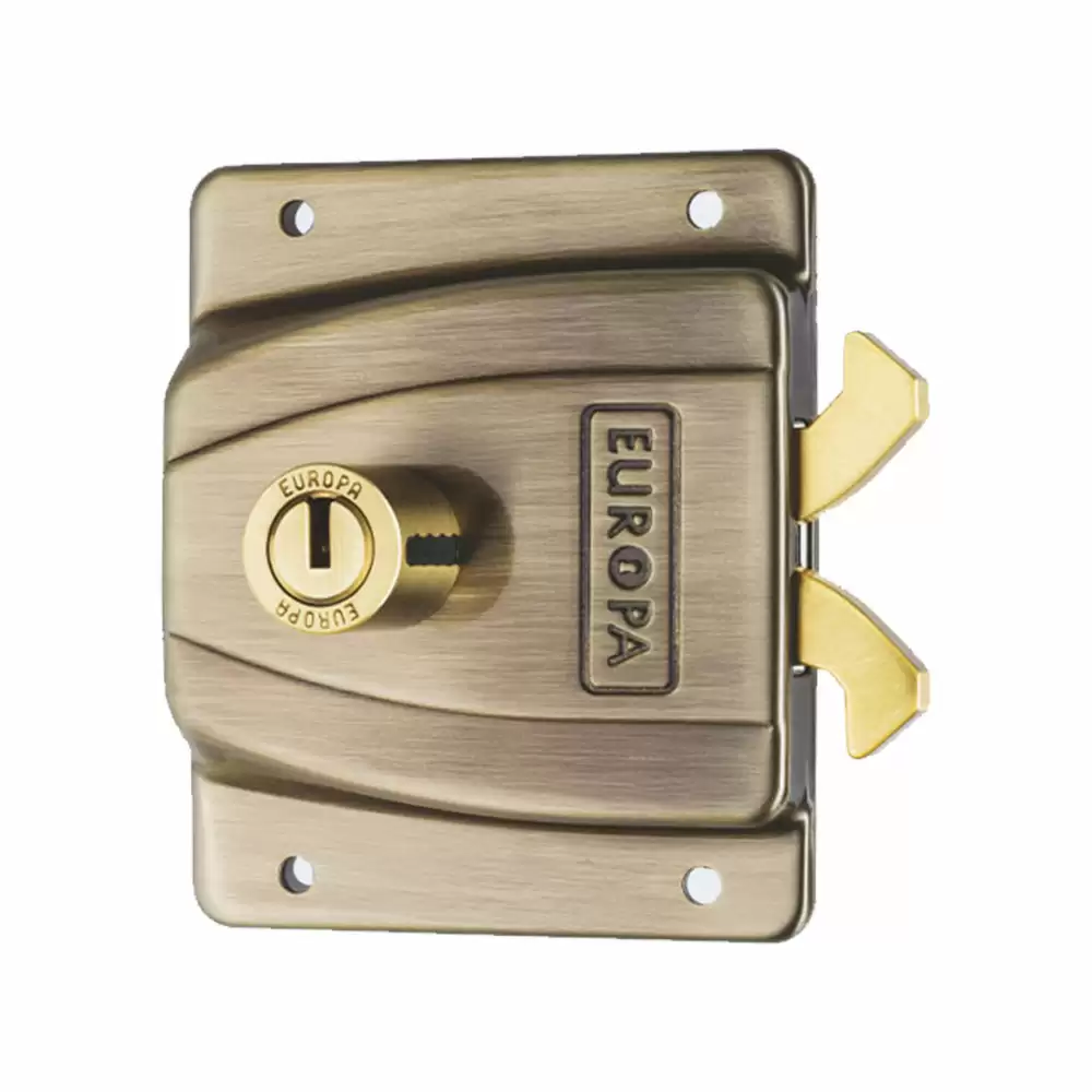 Europa F387 Sliding Wardrobe Lock Suitable for (32-38) mm Panel Thickness - Antique Brass