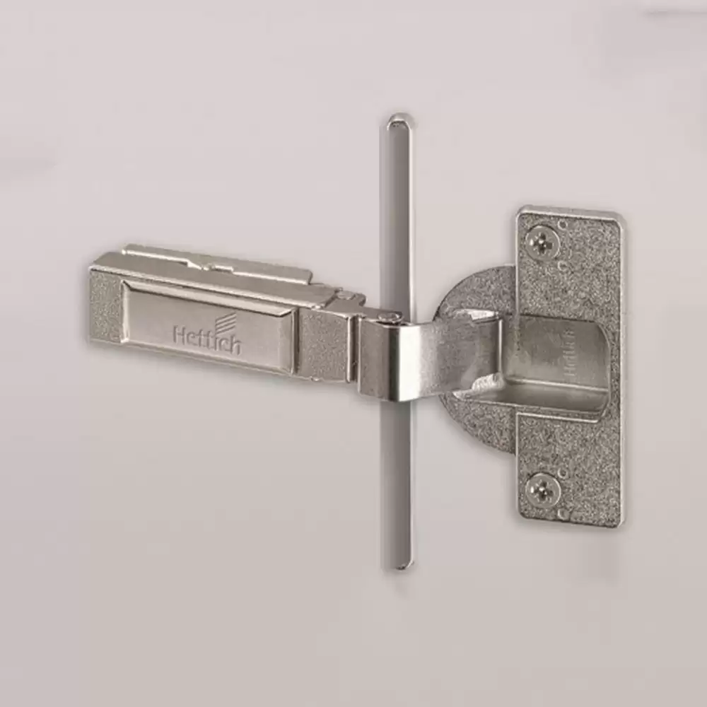 Hettich Intermat 9935 - TH22/L Auto Closing Thick Door Half Overlay Concealed Hinge (5° Crank) with Mounting Plate - 95° 