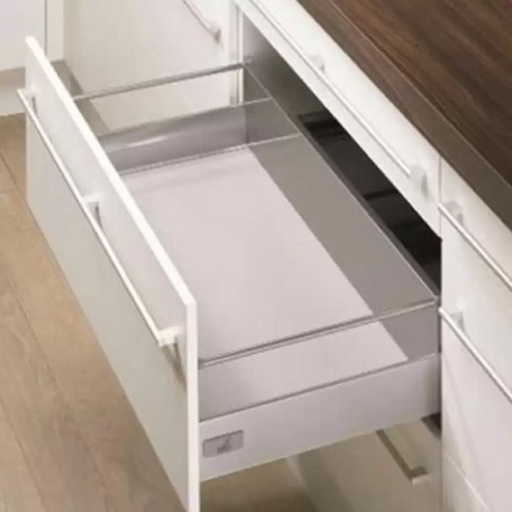 Hettich InnoTech-470 mm Full Extension Silent Drawer System, Height 144 mm - 30 Kg (Silver)