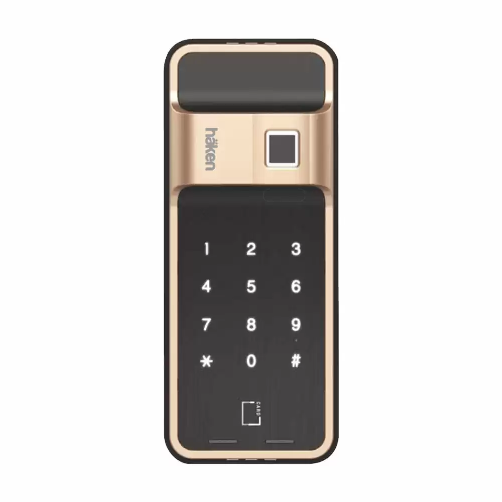 Haken HDL-R51 Smart Door Rim Lock for Home with Fingerprint,Key,RFID Card & Pin Code - Gold