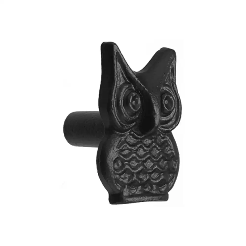 AHA! Black Iron Owl Shape Drawer and Cabinet Knob - Powder Coated Black