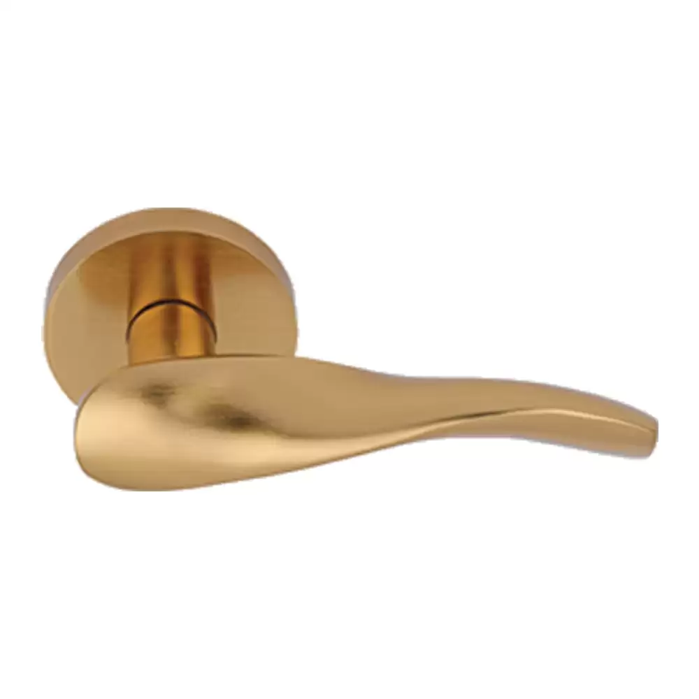 KBI Carlin Brass Satin Gold Mortise Door Handle - (Rose Gold PVD Finish)