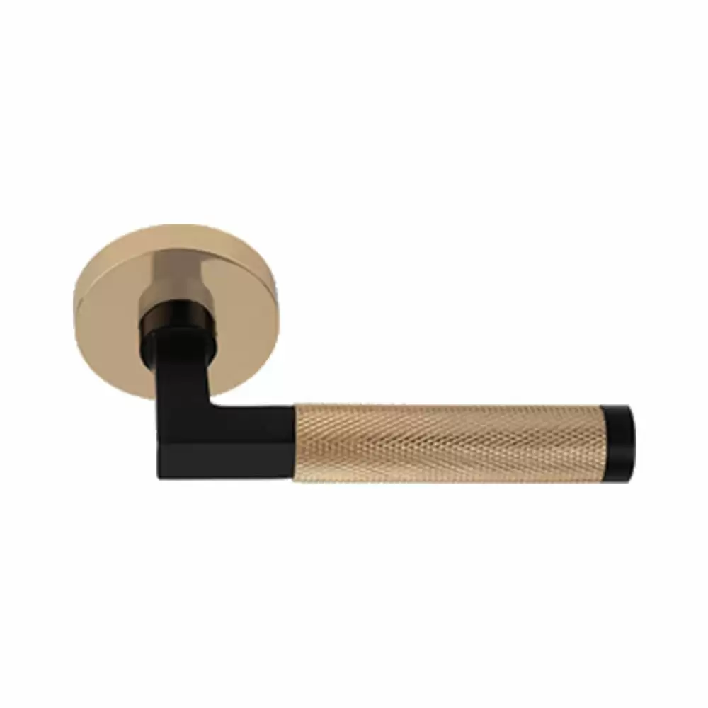 KBI Creta Brass Rose Mortise Door Handle - (Black & Gold Finish)