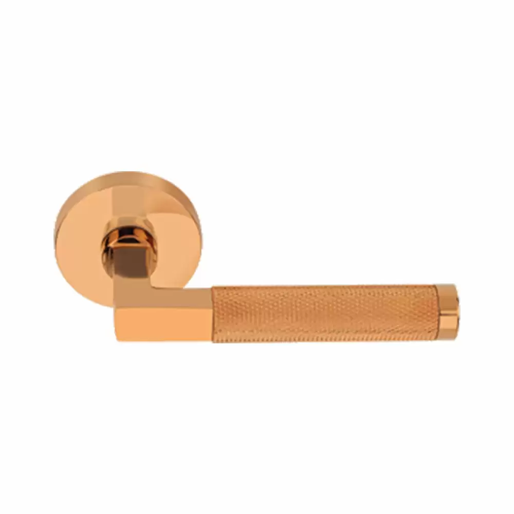 KBI Creta Brass Rose Mortise Door Handle - (Full Rose Gold PVD Finish)