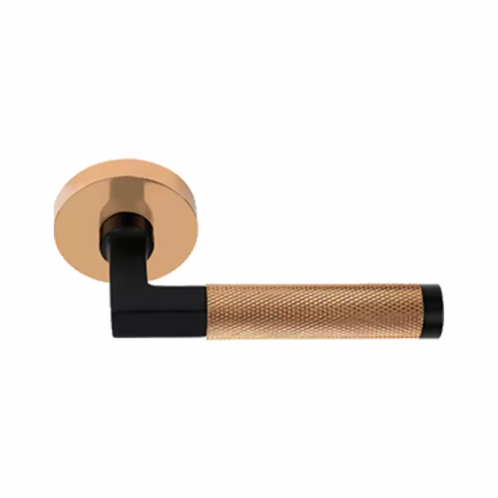 KBI Creta Brass Rose Mortise Door Handle - (Rose Gold PVD Finish)