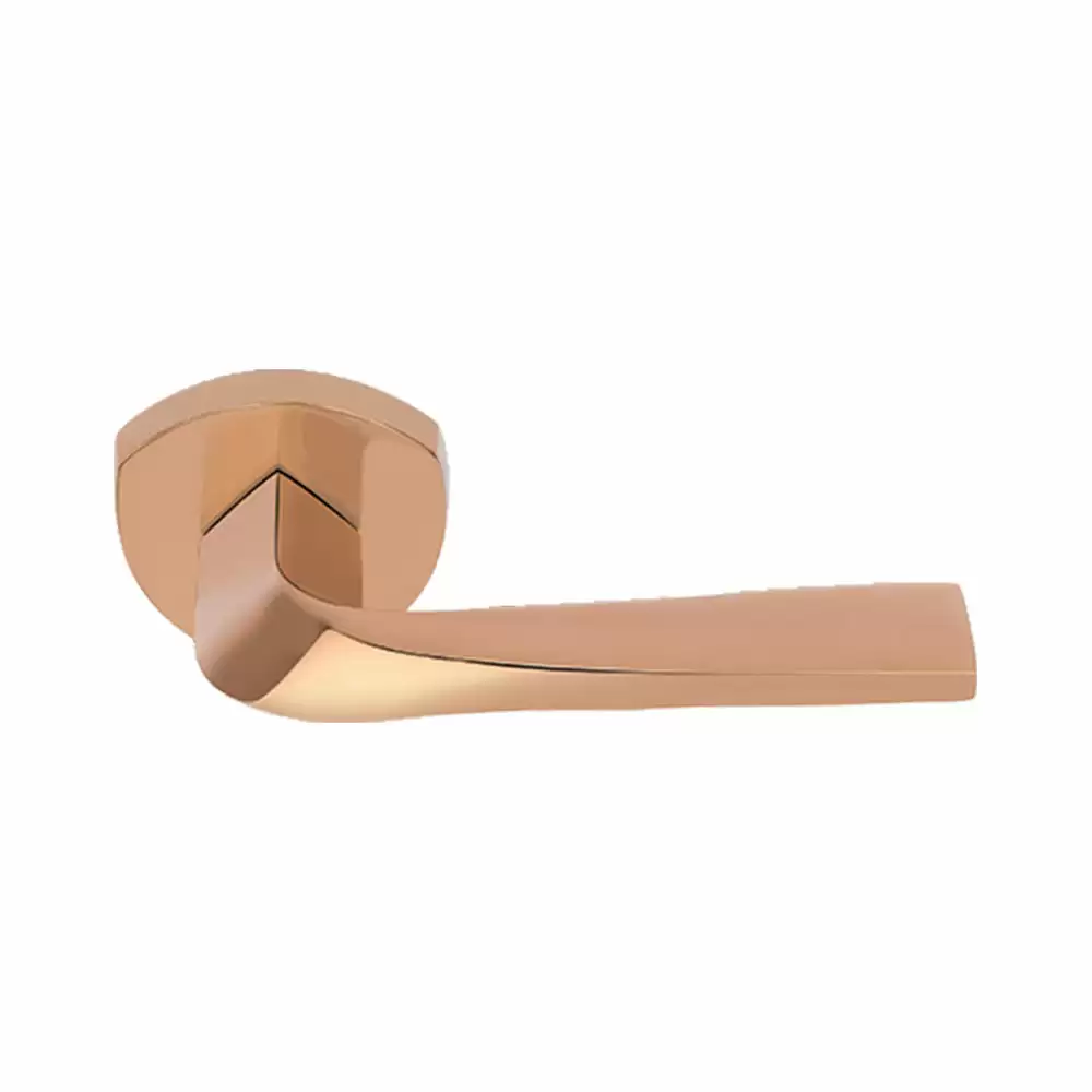 KBI I Ten Brass Rose Mortise Door Handle - (Rose Gold PVD Finish)