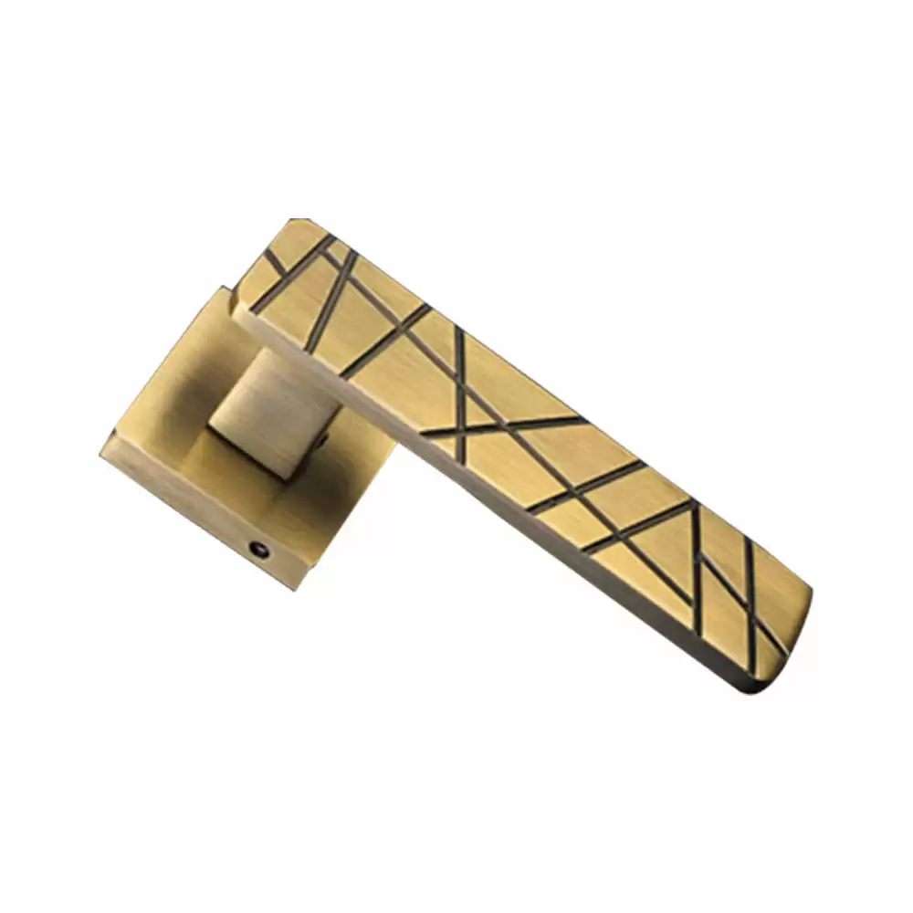 KBI Lx Liner Brass Rose Mortise Door Handle - (Antique Finish)