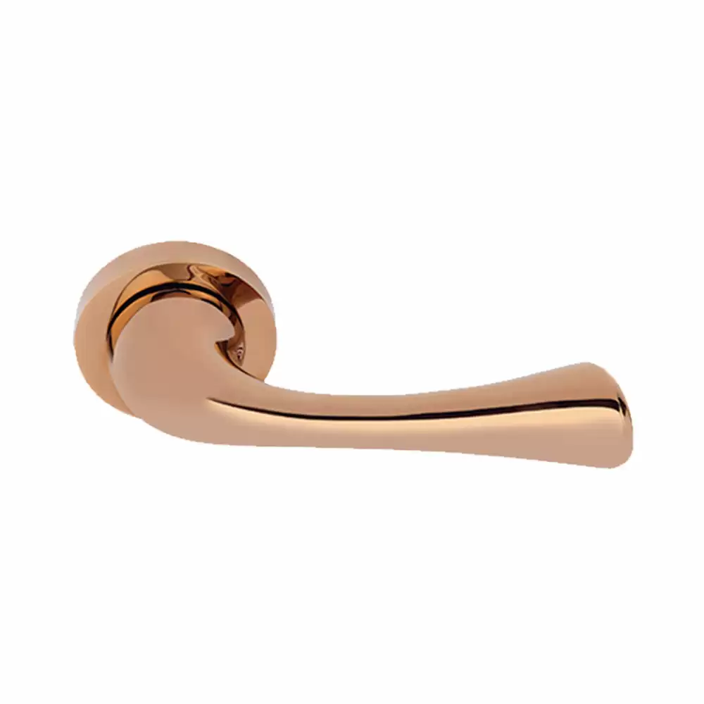 KBI Olive Brass Rose Mortise Door Handle - (Rose Gold PVD Finish)