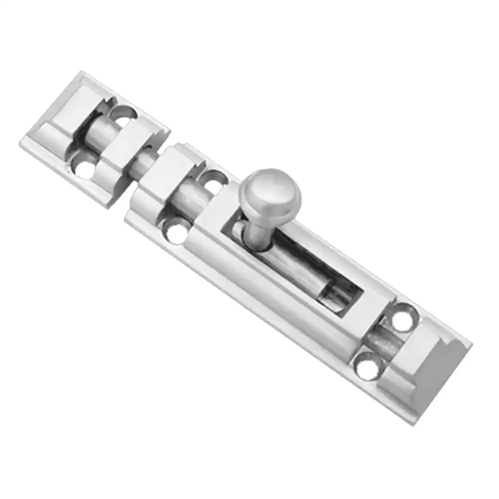 KBI RBL441 Brass Baby Latch (Round Rod) Royal Tower Bolt, 4 Inch (Stainless Steel)