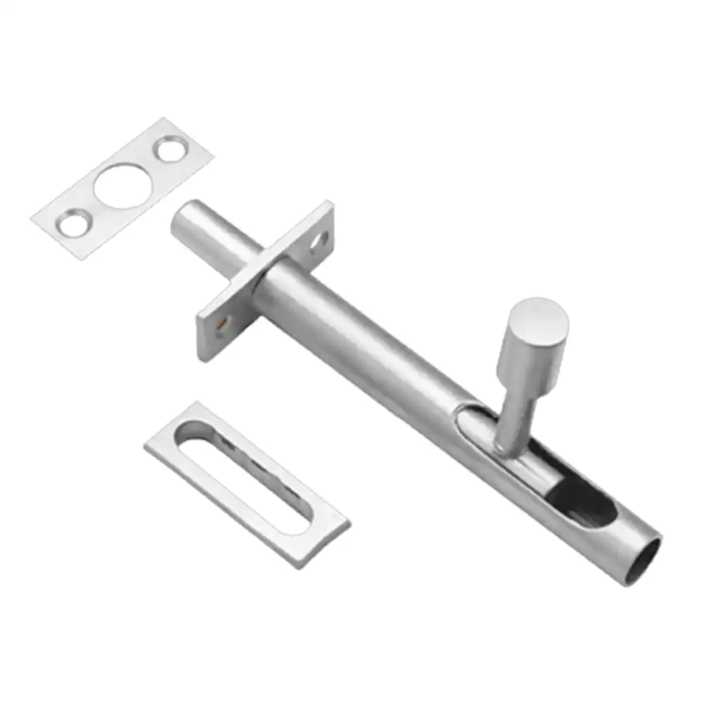 KBI RC0432 Brass Baby Latch (Still) Round Counsil Tower Bolt, 3 Inch (Stainless Steel)