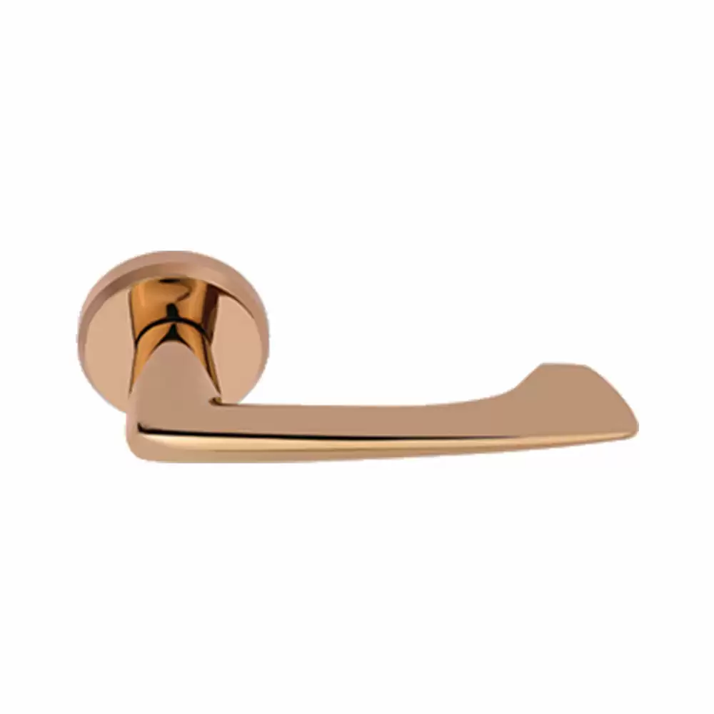 KBI Reva Brass Rose Mortise Door Handle - (Rose Gold PVD Finish)